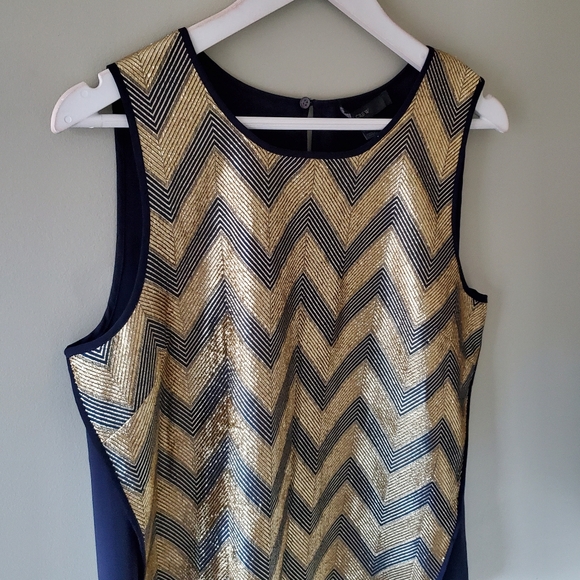 NWOT J. Crew 10 Modern Contemporary Glam Metallic Chevron Wool Sleeveless Top - Picture 6 of 13